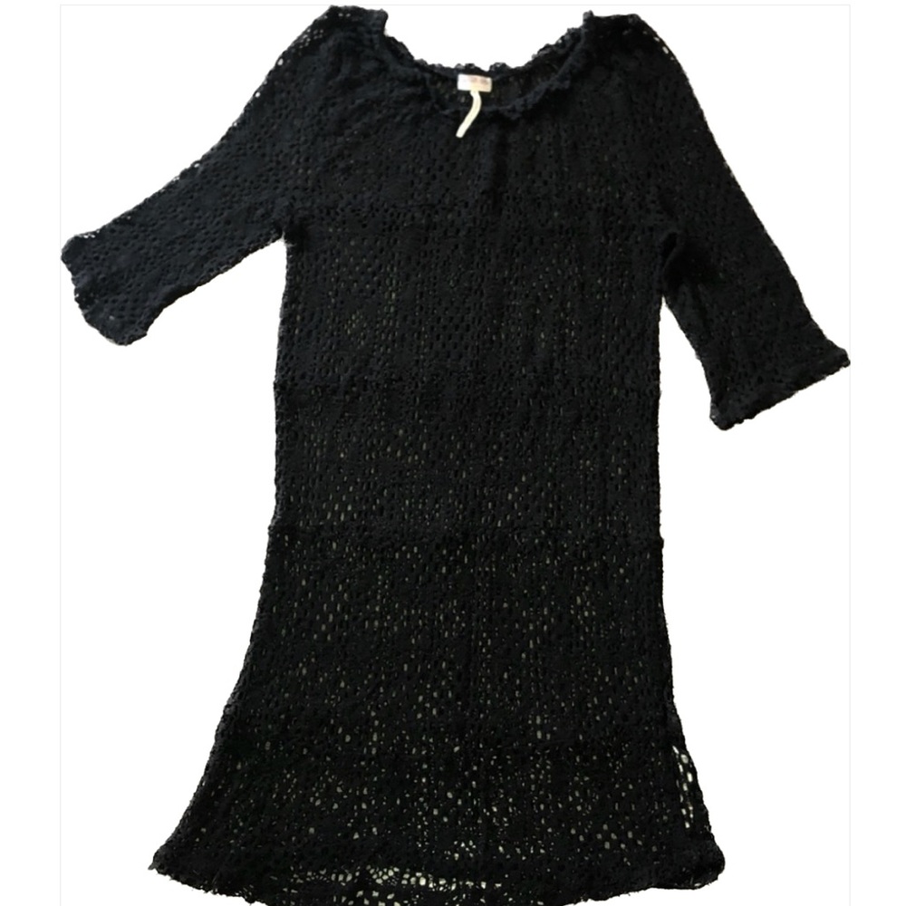 Intimately Free People Black Crochet 3/4 Sleeves Top - Picture 3 of 14